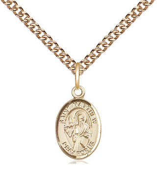 14kt Gold Saint Matthew the Apostle Medal Engraved Catholic Saint Jewelry