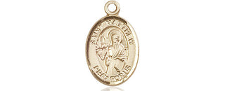14kt Gold Saint Matthew the Apostle Medal Engraved Catholic Saint Jewelry