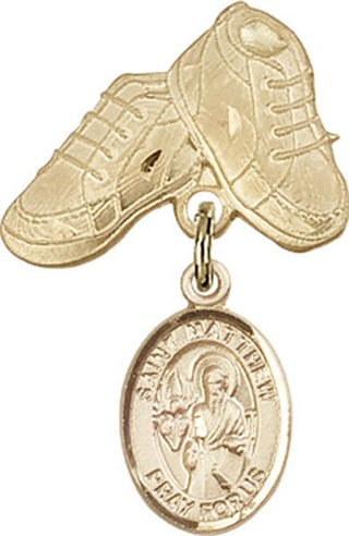 14kt Gold Filled Baby Boots St. Matthew the Apostle Baby Badge - Engravable