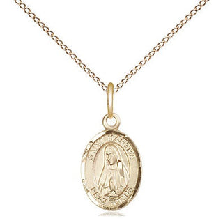 14kt Gold Saint Martha Medal Engraved Catholic Saint Jewelry