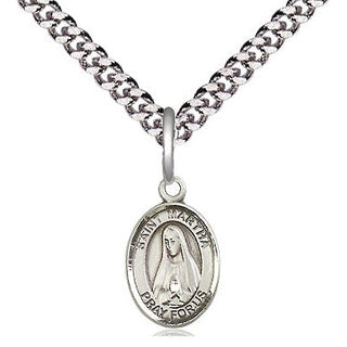 Pewter Saint Martha Medal Religious and Catholic Jewelry Engraved Catholic Saint Jewelry