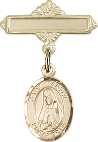 14kt Gold Filled Polished Badge Pin St. Martha Baby Badge - Engravable