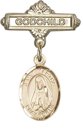 14kt Gold Filled Godchild St. Martha Baby Badge - Engravable