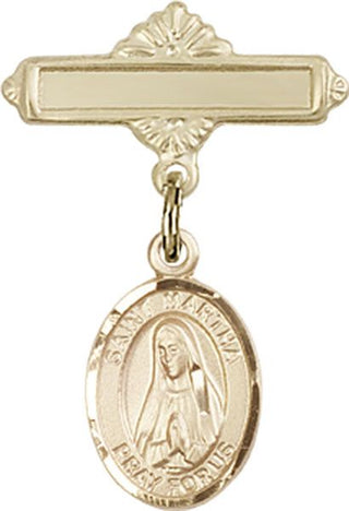 14kt Gold Polished Badge Pin St. Martha Baby Badge - Engravable