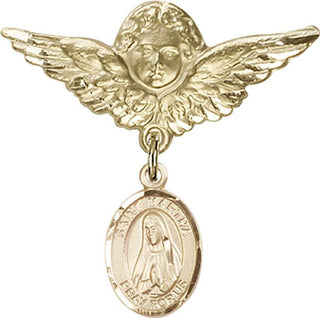 14kt Gold Large Angel w/Wings St. Martha Baby Badge - Engravable