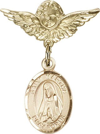 14kt Gold Small Angel w/Wings St. Martha Baby Badge - Engravable