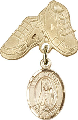 14kt Gold Baby Boots St. Martha Baby Badge - Engravable