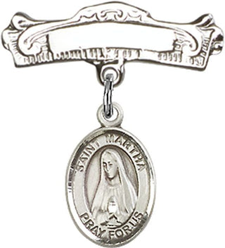 Sterling Silver Badge Pin St. Martha Baby Badge - Engravable