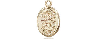 14kt Gold Saint Michael the Archangel Medal Engraved Catholic Saint Jewelry