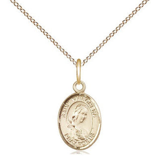 14kt Gold Saint Philomena Medal Engraved Catholic Saint Jewelry