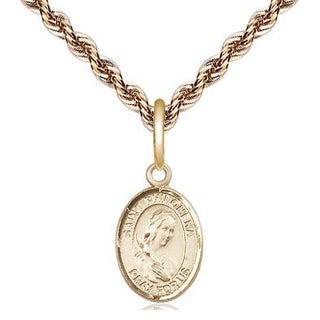 14kt Gold Saint Philomena Medal Engraved Catholic Saint Jewelry