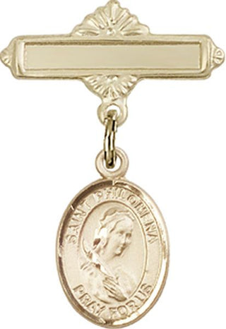 14kt Gold Filled Polished Badge Pin St. Philomena Baby Badge - Engravable