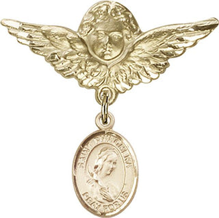 14kt Gold Large Angel w/Wings St. Philomena Baby Badge - Engravable
