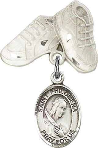 Sterling Silver Baby Boots St. Philomena Baby Badge - Engravable