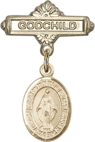 14kt Gold Filled Godchild Miraculous Baby Badge - Engravable