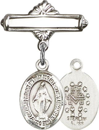 Sterling Silver Polished Badge Pin Miraculous Baby Badge - Engravable