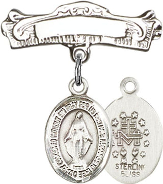 Sterling Silver Badge Pin Miraculous Baby Badge - Engravable