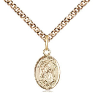 14kt Gold Saint Monica Medal Engraved Catholic Saint Jewelry