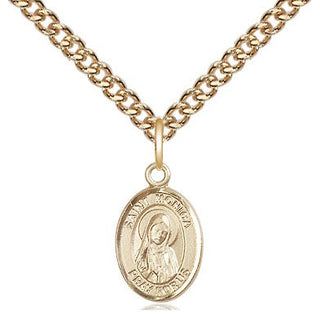 14kt Gold Saint Monica Medal Engraved Catholic Saint Jewelry