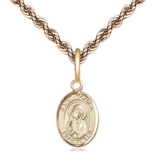 14kt Gold Saint Monica Medal Engraved Catholic Saint Jewelry