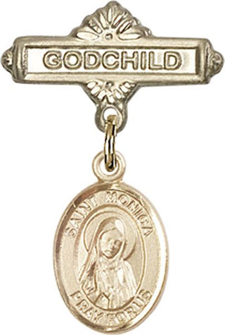 14kt Gold Filled Godchild St. Monica Baby Badge - Engravable