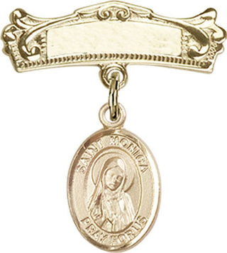 14kt Gold Badge Pin St. Monica Baby Badge - Engravable