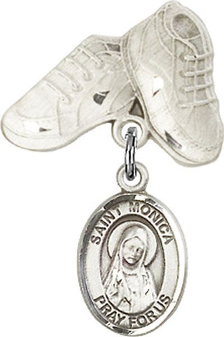 Sterling Silver Baby Boots St. Monica Baby Badge - Engravable