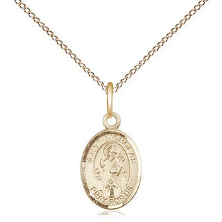 14kt Gold Saint Nicholas Medal Engraved Catholic Saint Jewelry