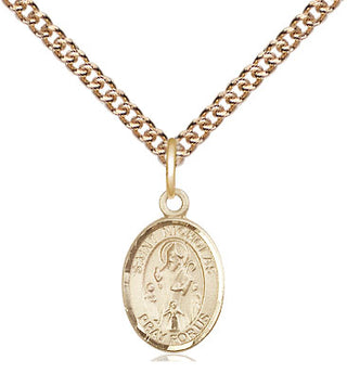 14kt Gold Saint Nicholas Medal Engraved Catholic Saint Jewelry