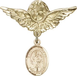 14kt Gold Large Angel w/Wings St. Nicholas Baby Badge - Engravable