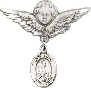 Sterling Silver Large Angel w/Wings St. Louis Baby Badge - Engravable