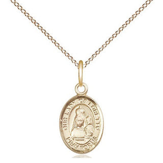 14kt Gold Our Lady of Loretto Medal Engraved Catholic Saint Jewelry