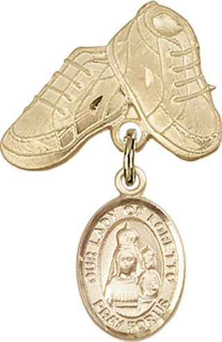 14kt Gold Filled Baby Boots O/L of Loretto Baby Badge - Engravable