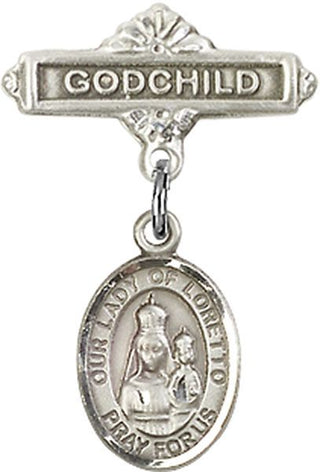 Sterling Silver Godchild O/L of Loretto Baby Badge - Engravable
