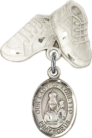 Sterling Silver Baby Boots O/L of Loretto Baby Badge - Engravable