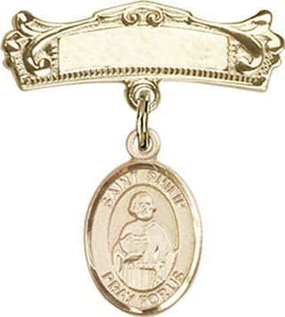 14kt Gold Filled Badge Pin St. Philip the Apostle Baby Badge - Engravable