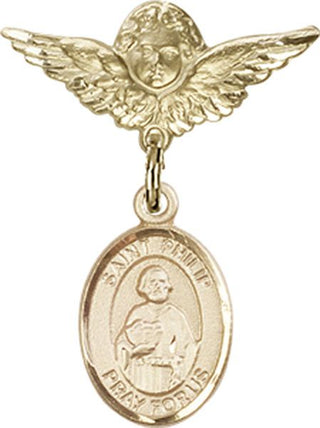 14kt Gold Filled Small Angel w/Wings St. Philip the Apostle Baby Badge - Engravable