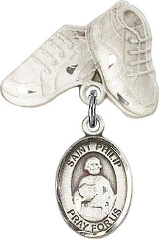 Sterling Silver Baby Boots St. Philip the Apostle Baby Badge - Engravable