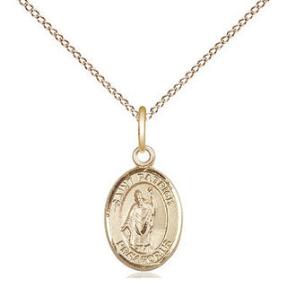 14kt Gold Saint Patrick Medal Engraved Catholic Saint Jewelry