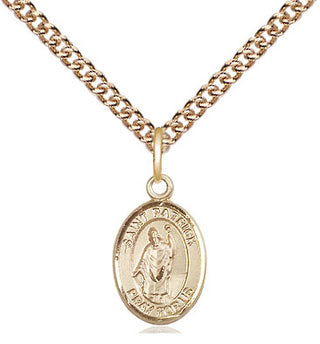 14kt Gold Saint Patrick Medal Engraved Catholic Saint Jewelry