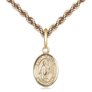 14kt Gold Saint Patrick Medal Engraved Catholic Saint Jewelry