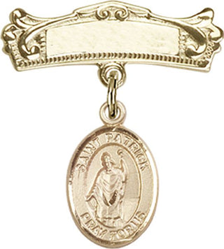 14kt Gold Filled Badge Pin St. Patrick Baby Badge - Engravable