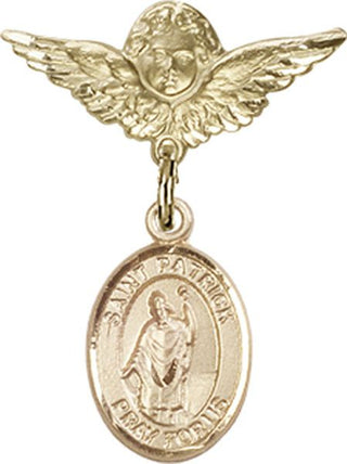 14kt Gold Filled Small Angel w/Wings St. Patrick Baby Badge - Engravable