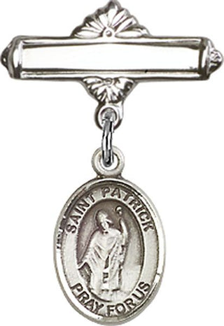 Sterling Silver Polished Badge Pin St. Patrick Baby Badge - Engravable