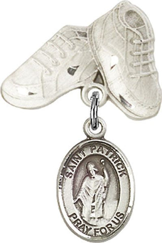 Sterling Silver Baby Boots St. Patrick Baby Badge - Engravable