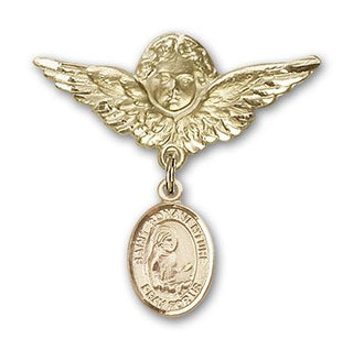 14kt Gold Filled Large Angel w/Wings St. Bonaventure Baby Badge - Engravable