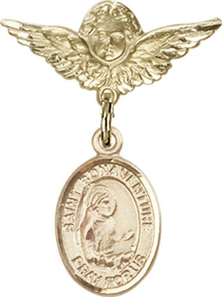 14kt Gold Filled Small Angel w/Wings St. Bonaventure Baby Badge - Engravable