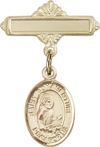 14kt Gold Polished Badge Pin St. Bonaventure Baby Badge - Engravable
