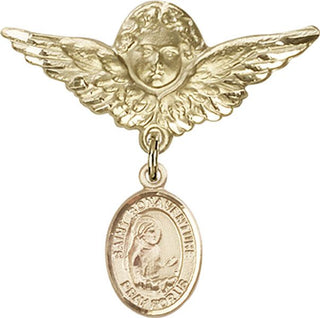 14kt Gold Large Angel w/Wings St. Bonaventure Baby Badge - Engravable