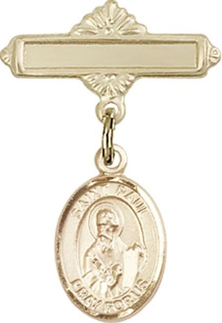 14kt Gold Filled Polished Badge Pin St. Paul the Apostle Baby Badge - Engravable